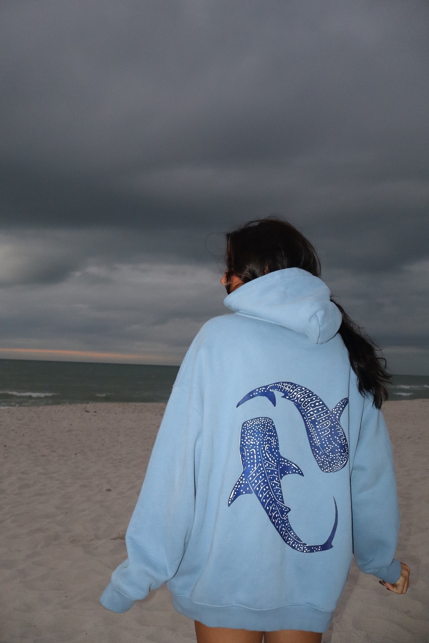 Ocean Whale Oversize Fleeced Hoodie