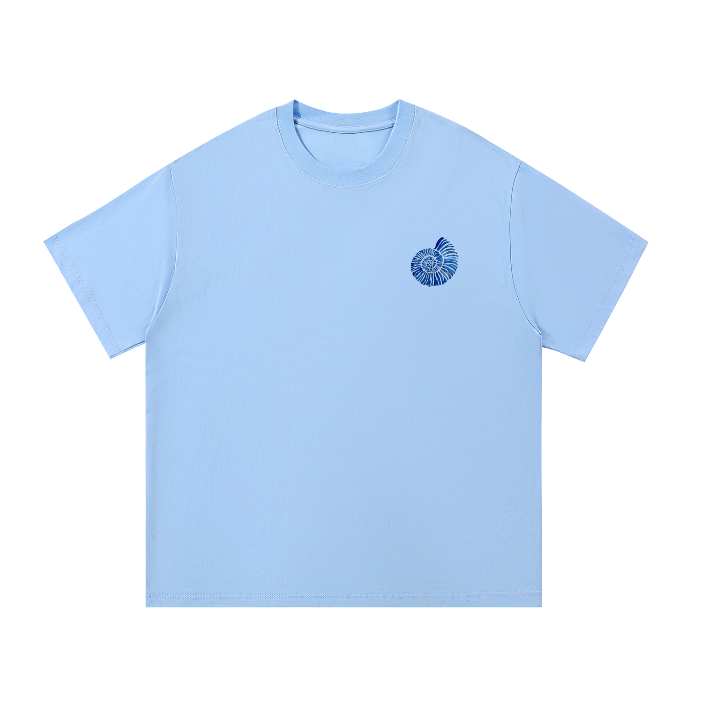 Shells and Flower Light Blue Cotton T-Shirt