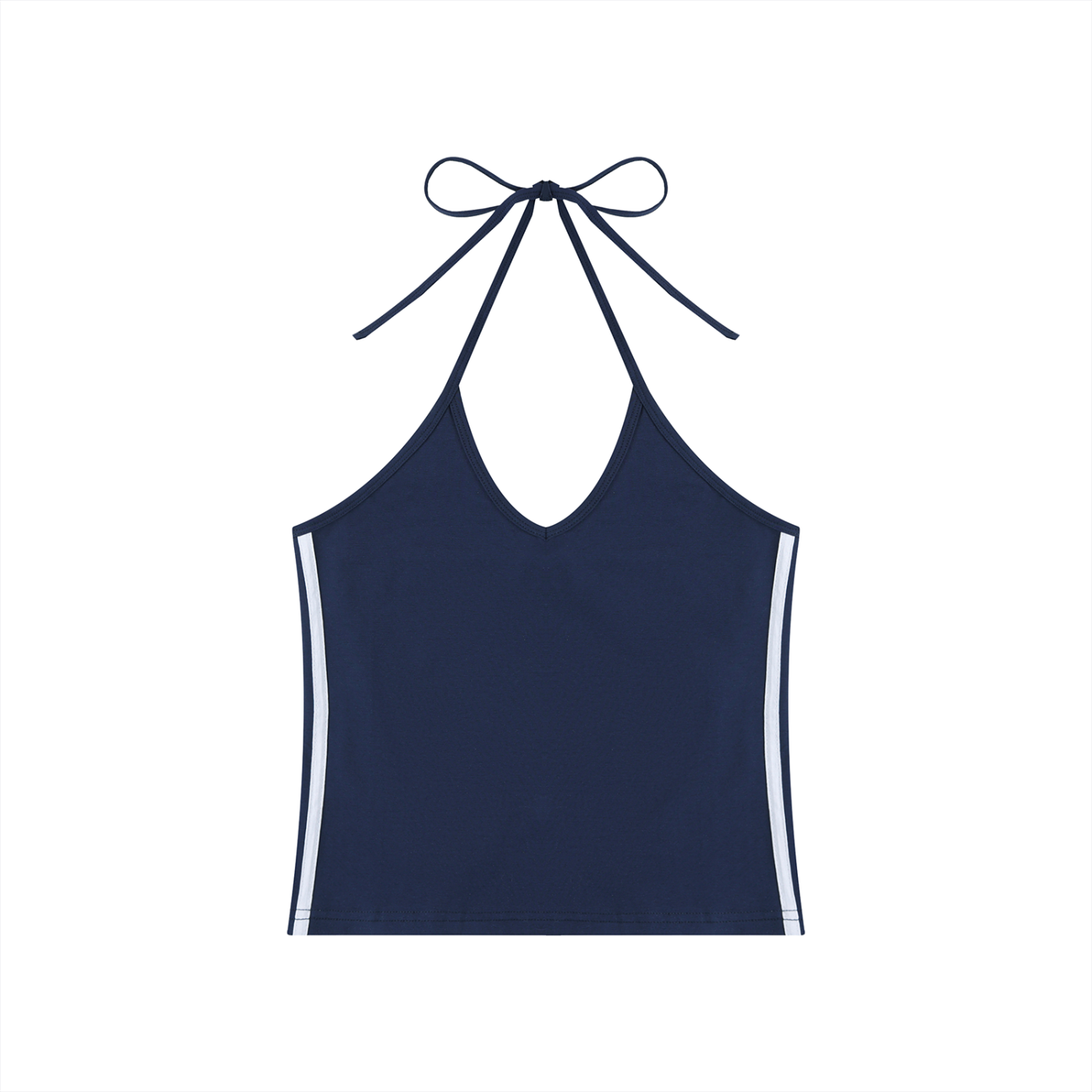 Ladies Color Block Halter Crop Tank Top