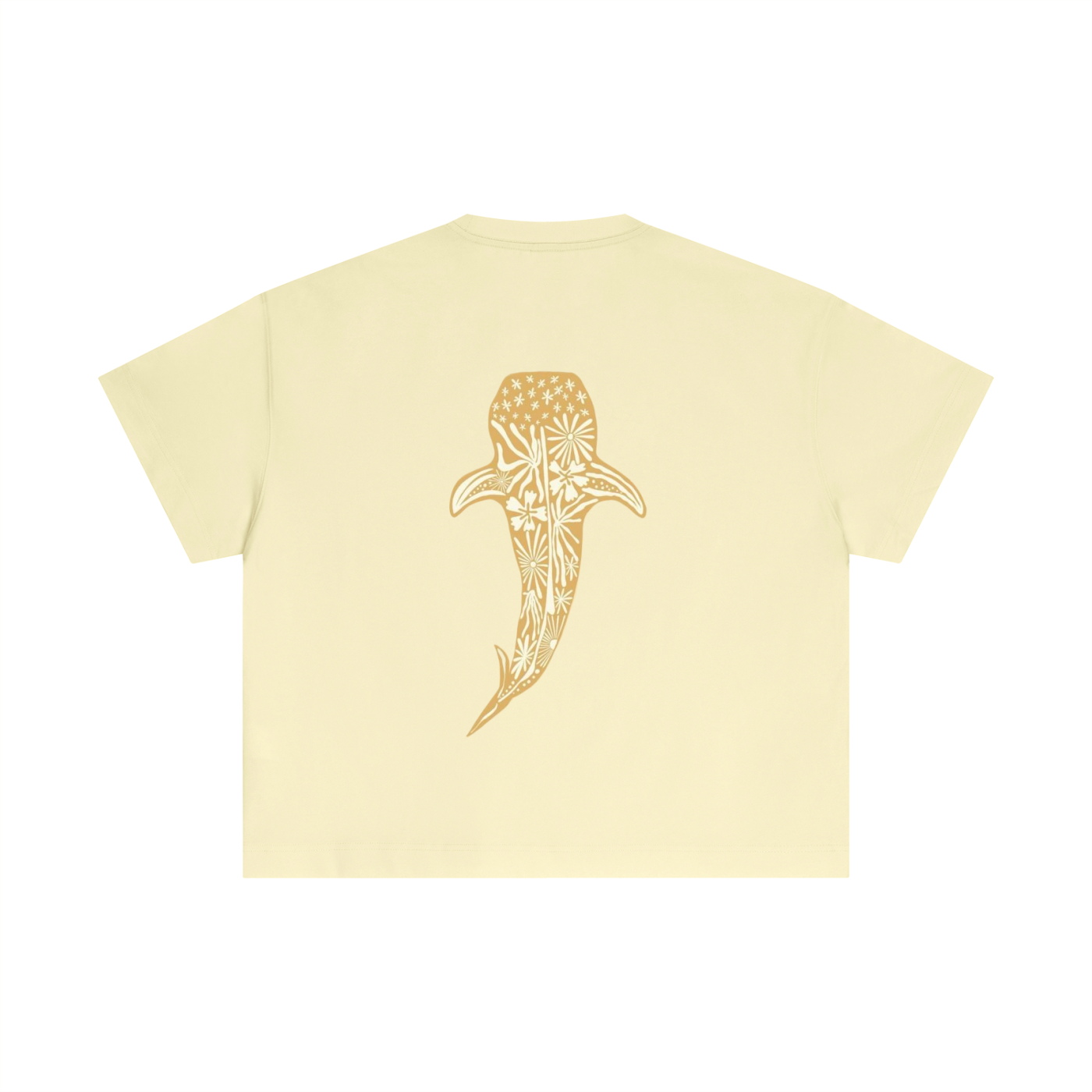 Ocean Whale Light Yellow Boxy T-Shirt