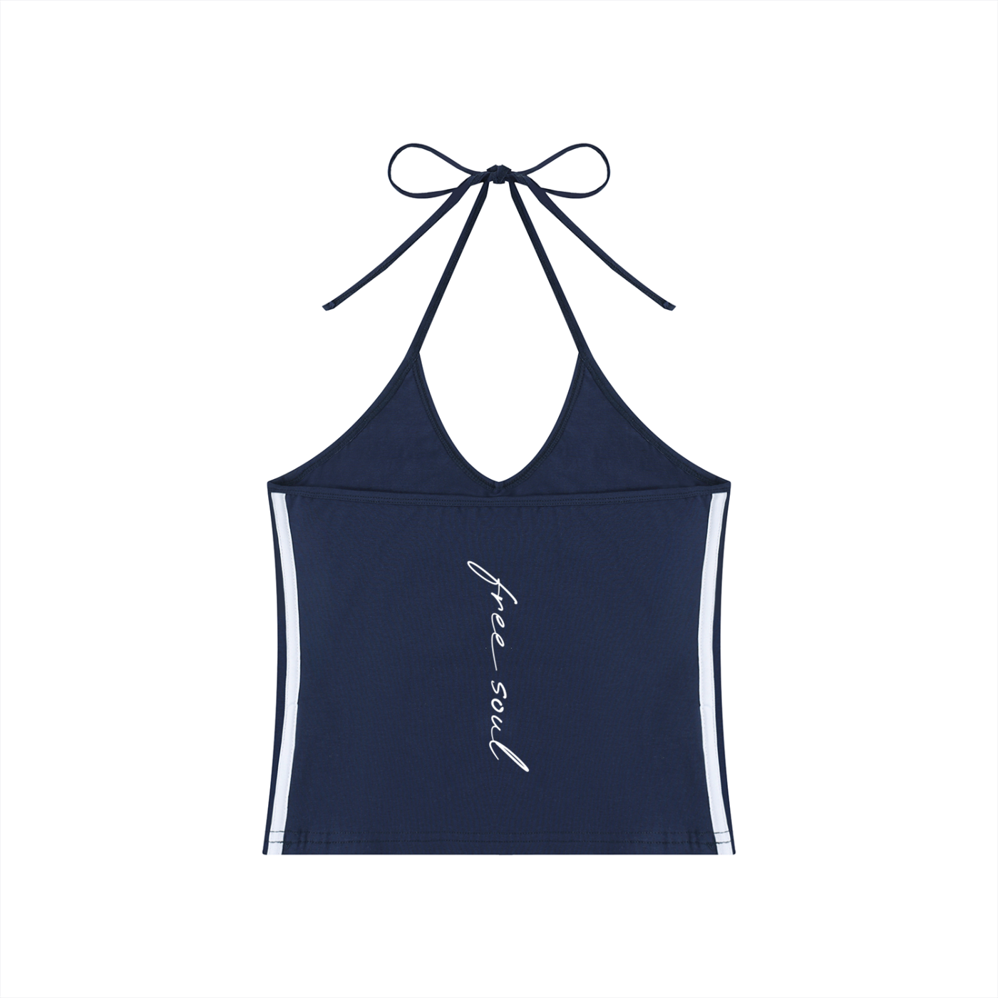 Ladies Color Block Halter Crop Tank Top