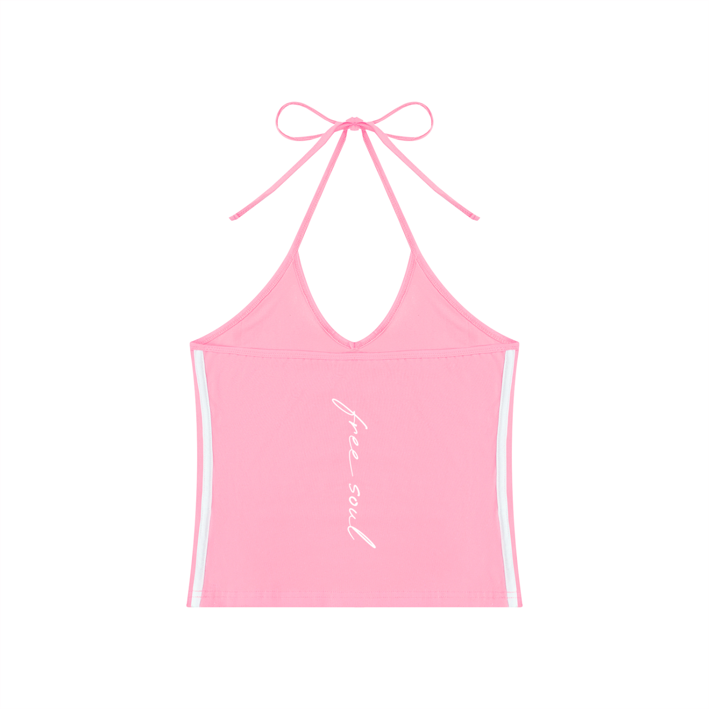 Ladies Color Block Halter Crop Tank Top