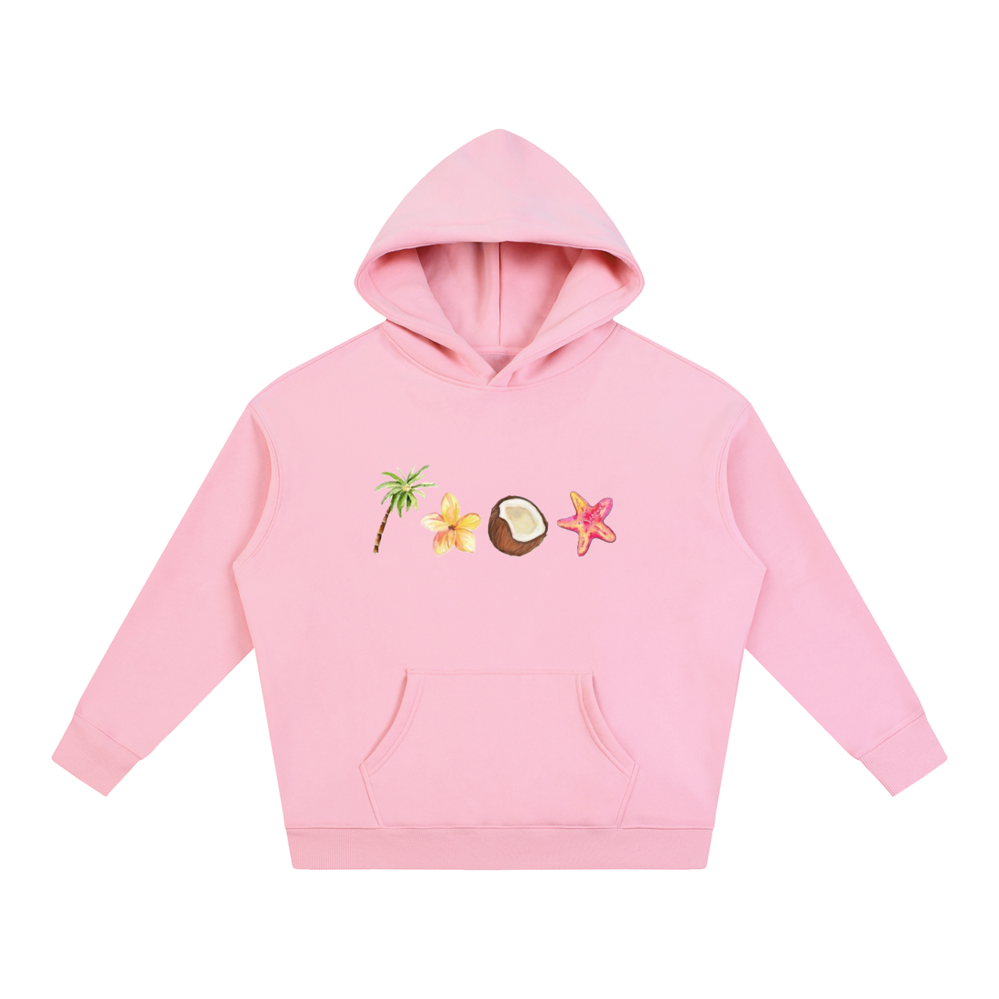 Pink Tropical Oversize Fleeced Hoodie
