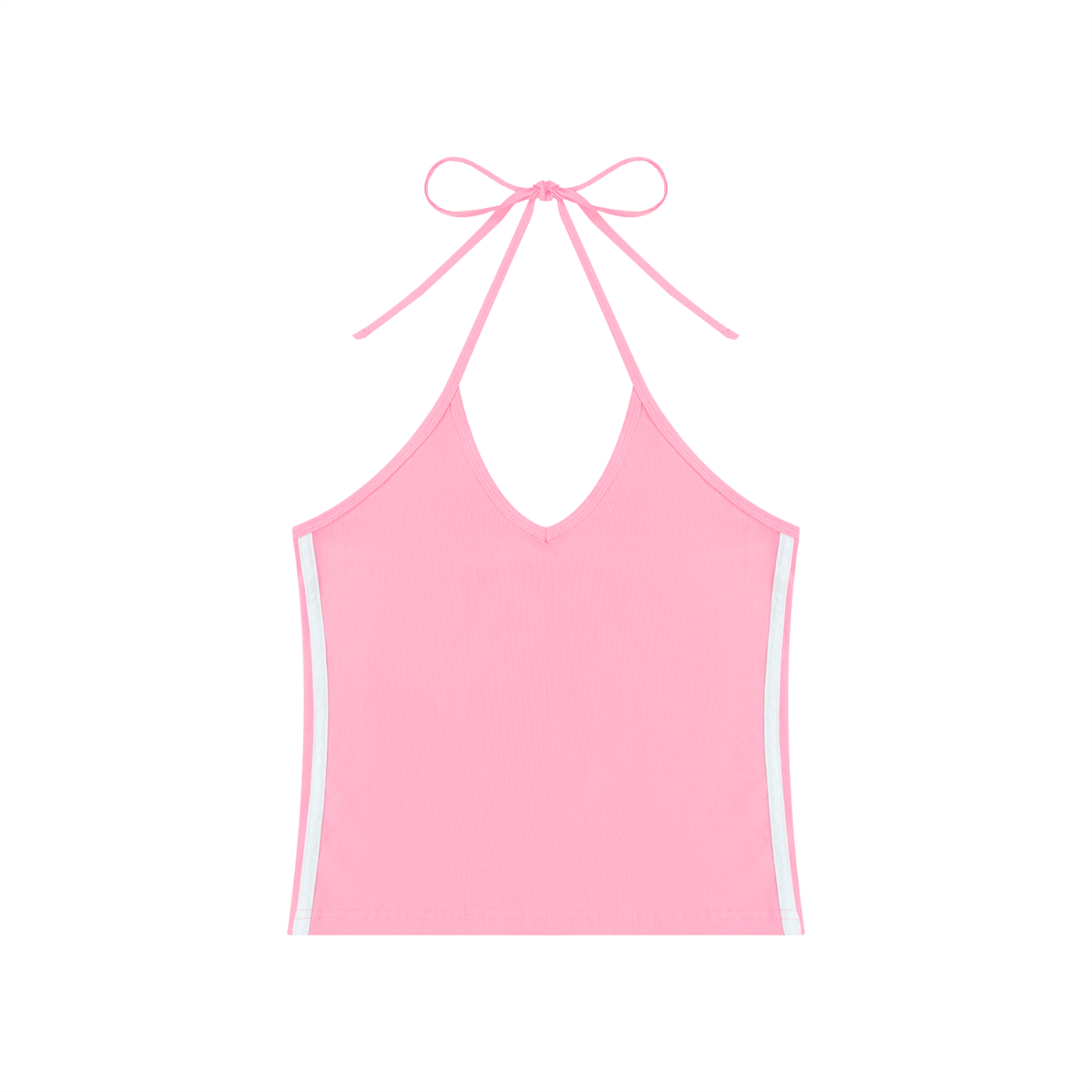 Ladies Color Block Halter Crop Tank Top
