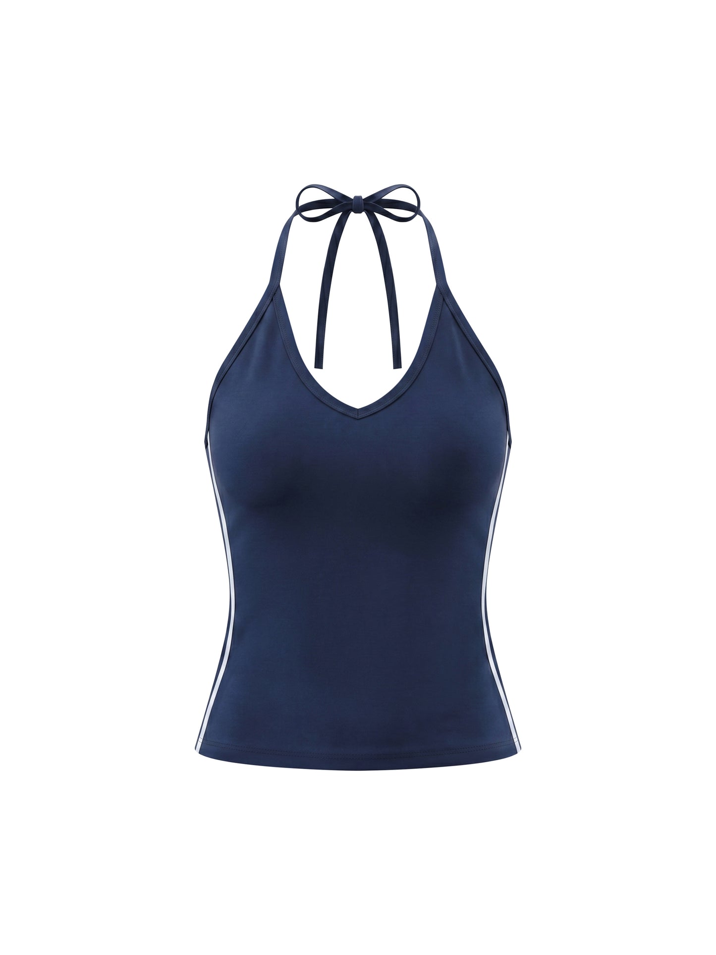 Ladies Color Block Halter Crop Tank Top